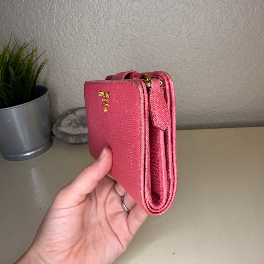 PRADA - Saffiano Leather Bifold Wallet - Pink - 62A - Picture 5 of 16